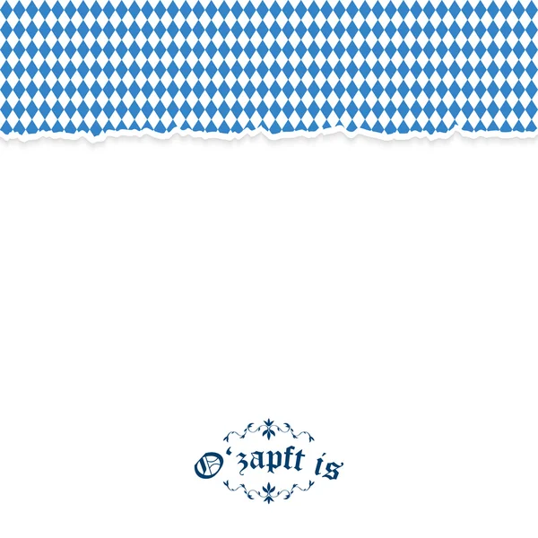 Papier déchiré Oktoberfest fond avec le texte O'zapft est — Image vectorielle
