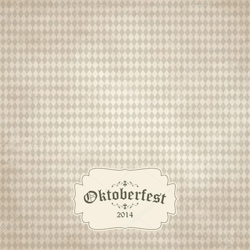 old vintage background with checkered pattern and patch Oktoberf