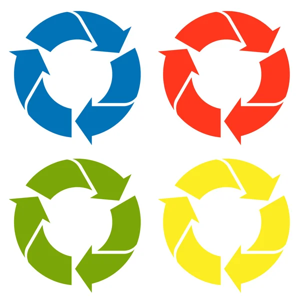 Знак переробки кольоровий чотири кольори — стоковий вектор