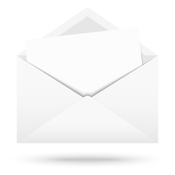 White envelope with white note