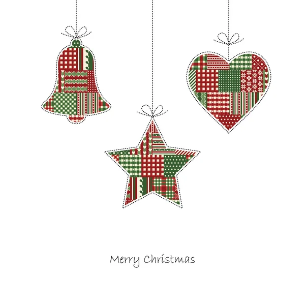 圣诞贺卡矢量-白色背景上的三个吊牌 — 图库矢量图片