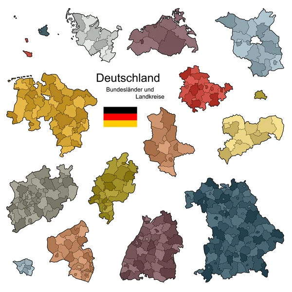 Provinces and districts of Germany — Stock Vector