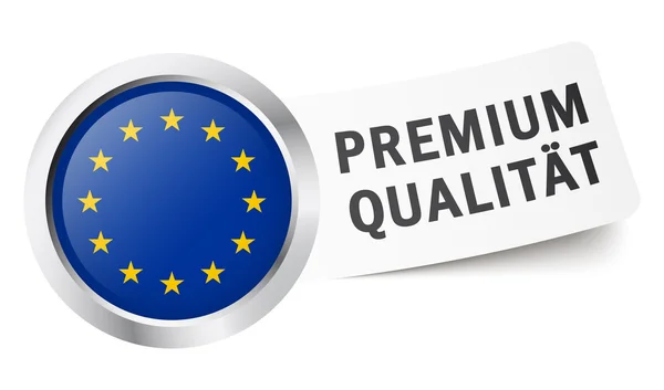 Кнопка с флагом PREMIUM QUALIT:T — стоковый вектор