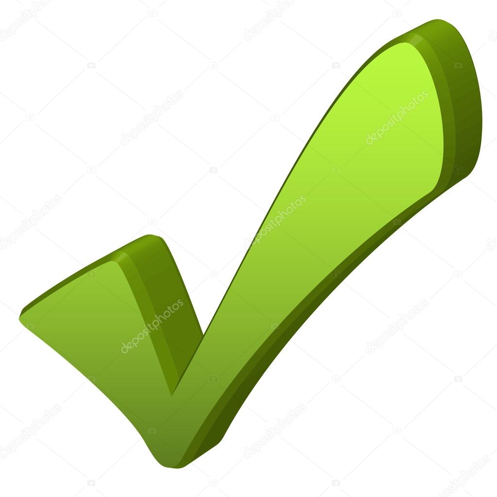 Green check mark in 3D