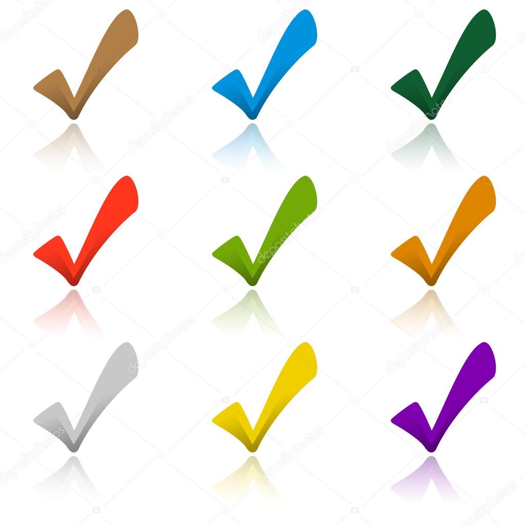 Set of colored hooks with shadow