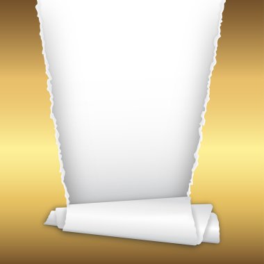Torn open golden paper with space for text