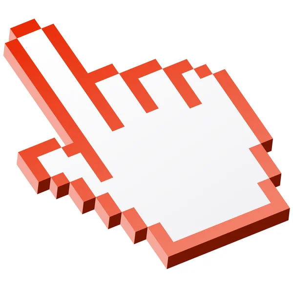 3D-pixel grafische hand - wijsvinger rood — Stockvector