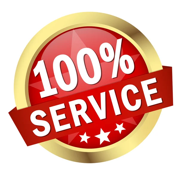 Knappen med banner 100 procent service — Stock vektor