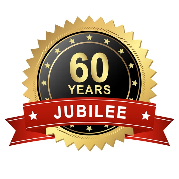 Jubileum knop met banner - 60 jaar — Stockvector