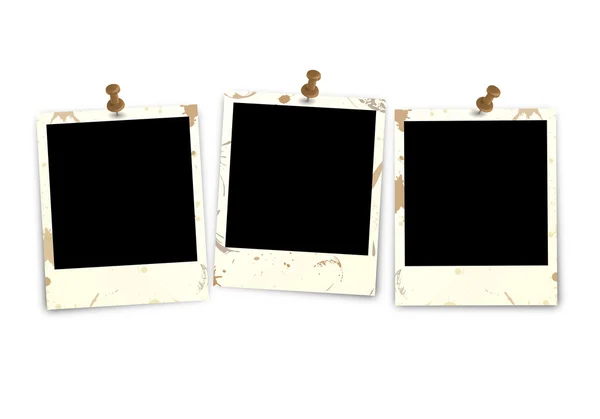 Tři polaroid špinavé s pin jehlou — Stockový vektor