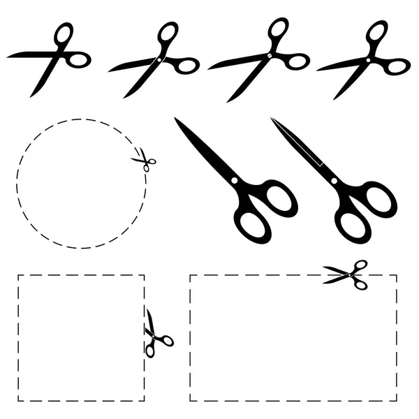 Set - Schere mit gestrichelten Linien — Stockvektor
