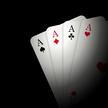 4 Aces on black background clipart