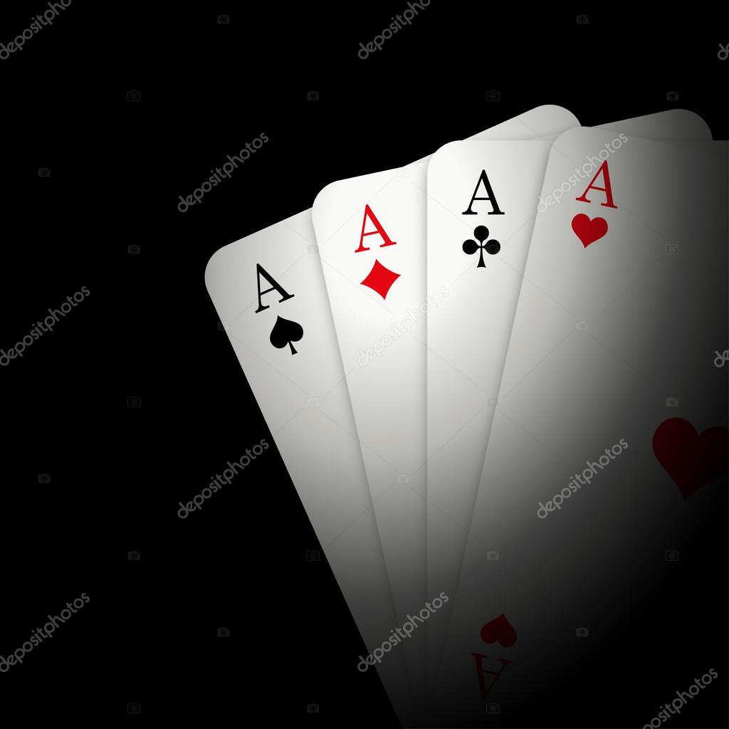 4 Aces on black background