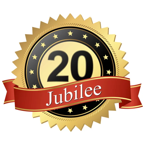 Jubilee button with banners - 20 years — Stock Vector