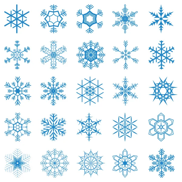 Colección de diferentes copos de nieve azules — Archivo Imágenes Vectoriales