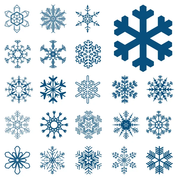 Colección de diferentes copos de nieve azules — Archivo Imágenes Vectoriales