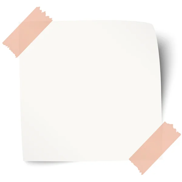 Note collante blanche avec ruban adhésif — Image vectorielle