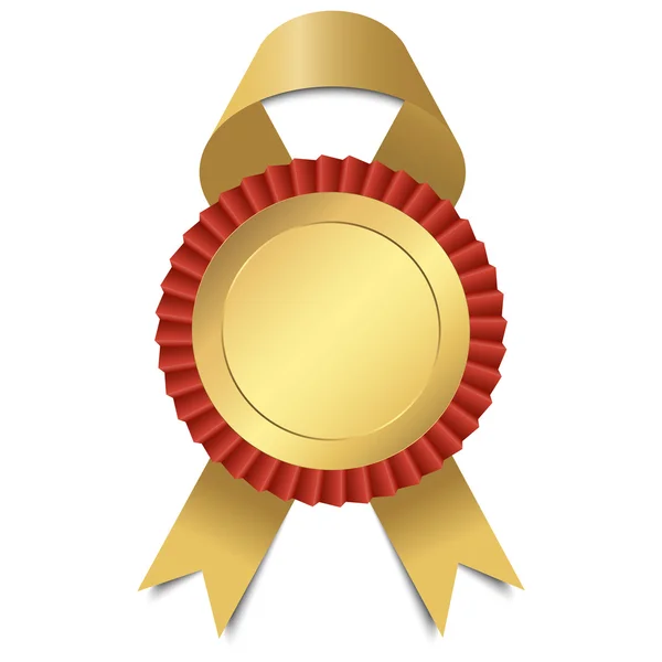 Gold button with ribbon — Stock Vector