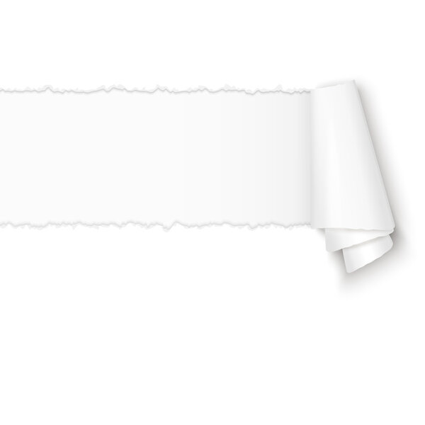 ripped open white paper with paper curl