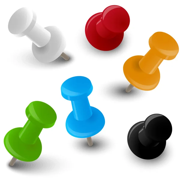 Zbiór różnych kolorów pinów — Wektor stockowy