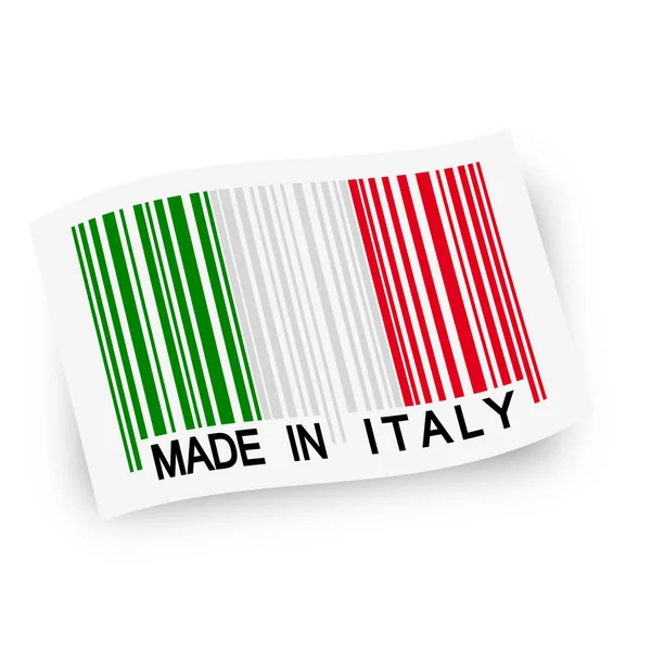 Drapeau avec code à barres - MADE IN ITALY — Image vectorielle