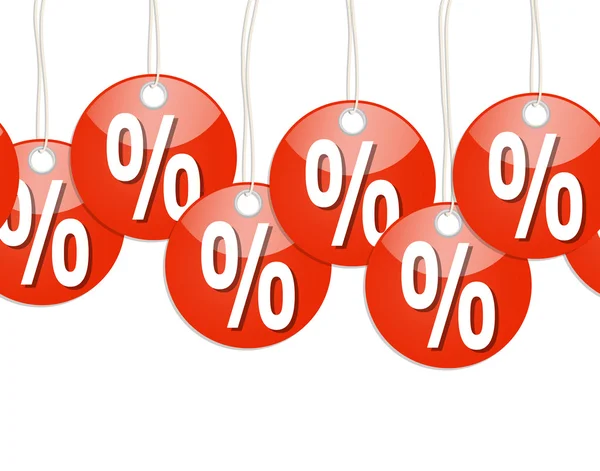 Rode ronde Hangers met percentage tekenen - eindeloze — Stockvector