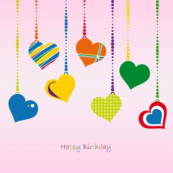 Hearts - happy birthday - vektör — Stok Vektör