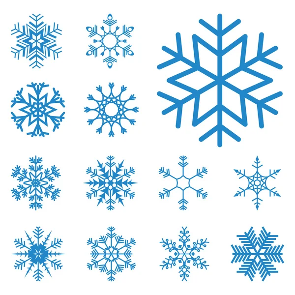 Colección de diferentes copos de nieve azules — Vector de stock