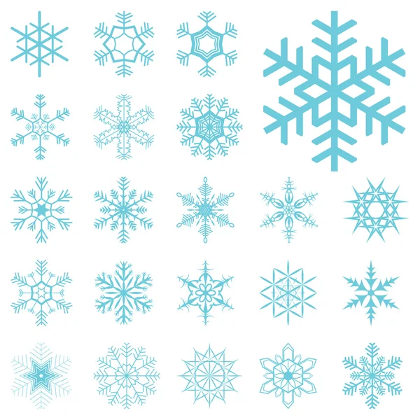 Zbiór różnych niebieski płatki śniegu — Wektor stockowy