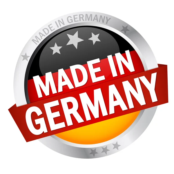 Bouton avec bannière Fabriqué en Allemagne — Image vectorielle