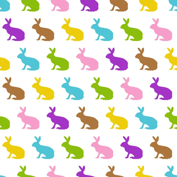 Silhuetas felizes da Páscoa - coelhos coloridos - infinitas — Vetor de Stock