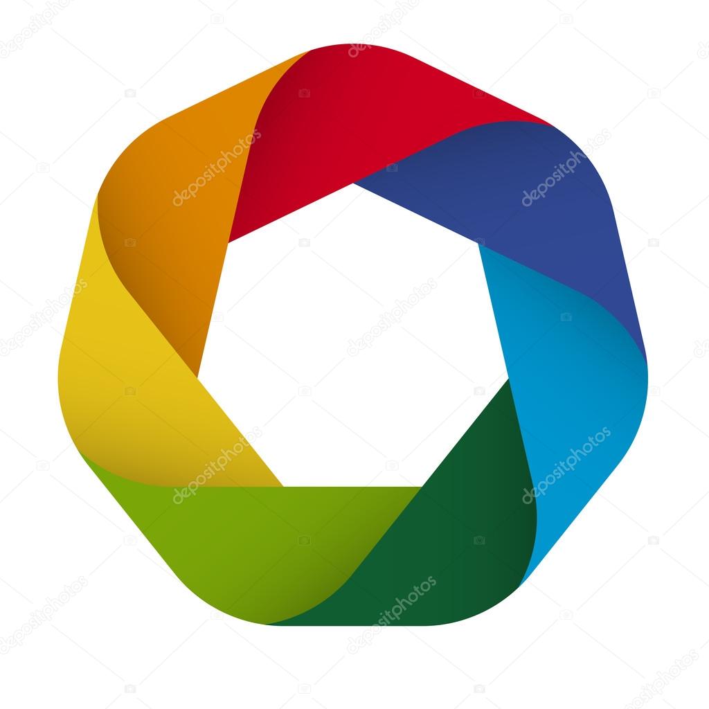 Round business design in seven colors for teamwork symbolism