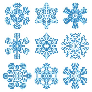 farklı mavi kar taneleri topluluğu