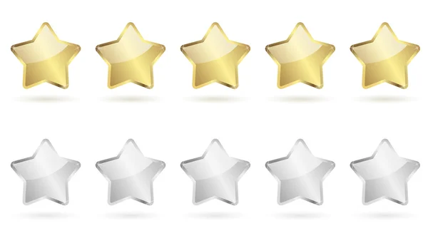 5 yıldız - altın ve gümüş — Stok Vektör