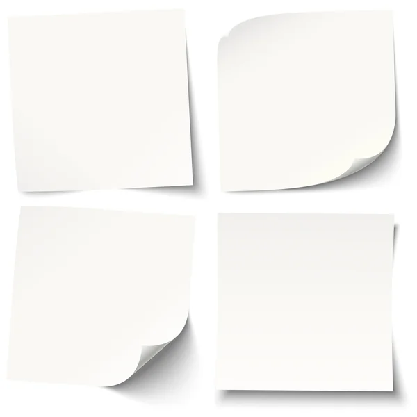 White sticky notes with different shadows — Stock Vector