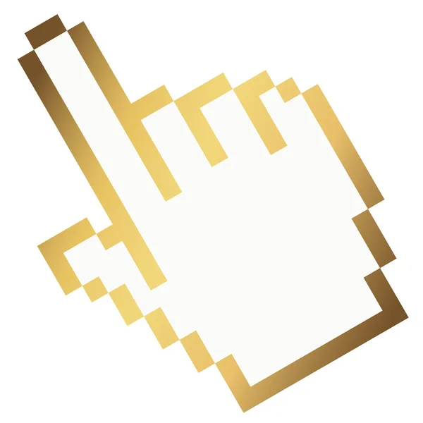 Pixel mano gráfica - dedo índice de oro — Vector de stock