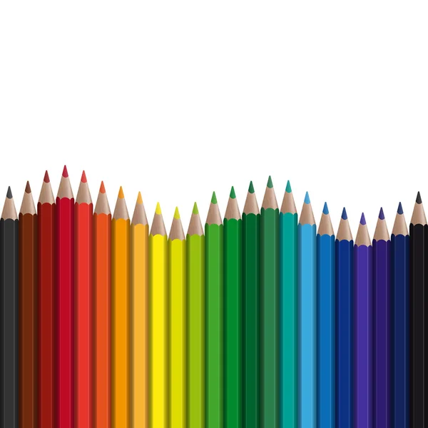 Colored pencils in a row with endless wave — Stock Vector
