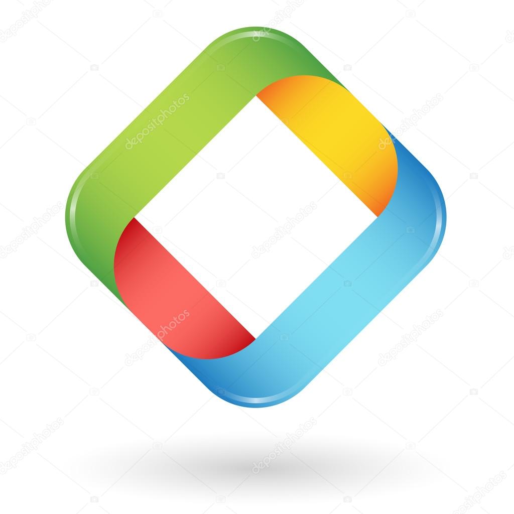 Round business design in four colors for teamwork symbolism