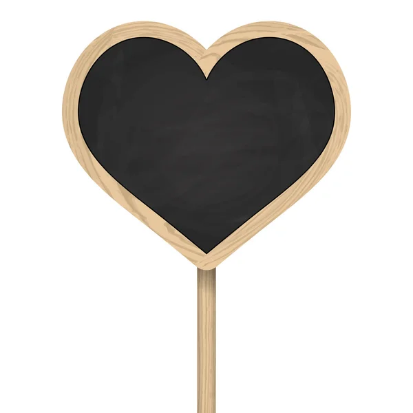 Heart blackboard standing on wooden post — Stock Vector