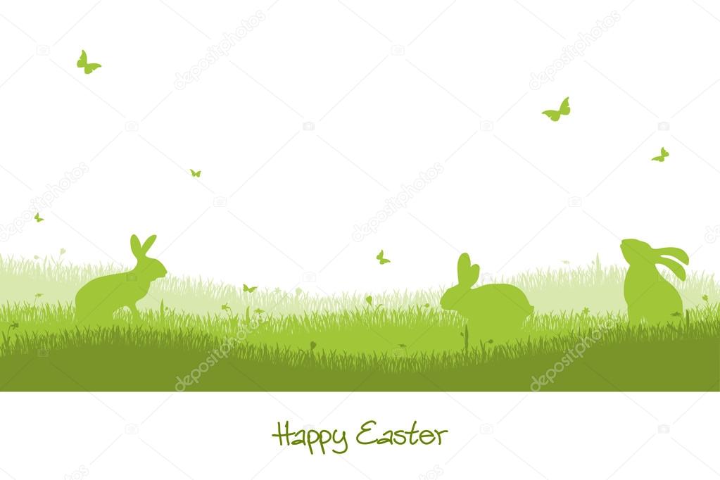 Happy Easter - green silhouette