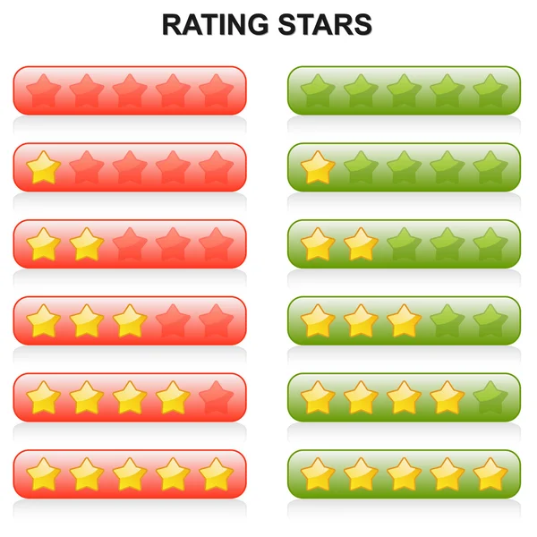 Rating Stars - 0 to 5 - red and green — Stock Vector