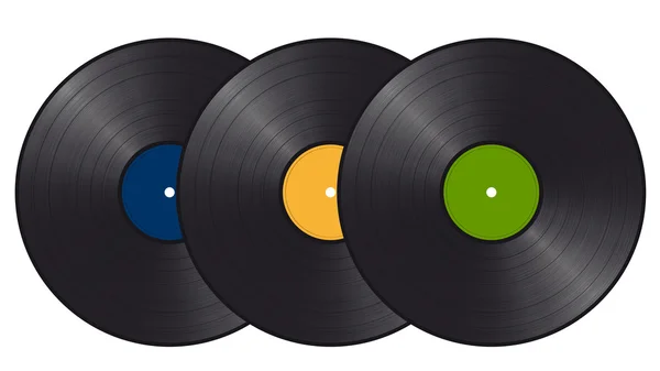 Drie vinyl records — Stockvector