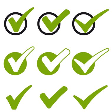 Collection green checkmarks clipart