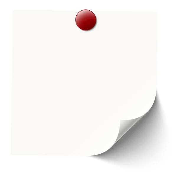 Біла липка нота з шпильковою голкою — стоковий вектор