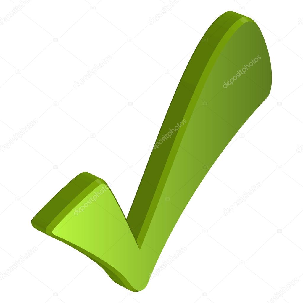 Green three dimensional checkmark