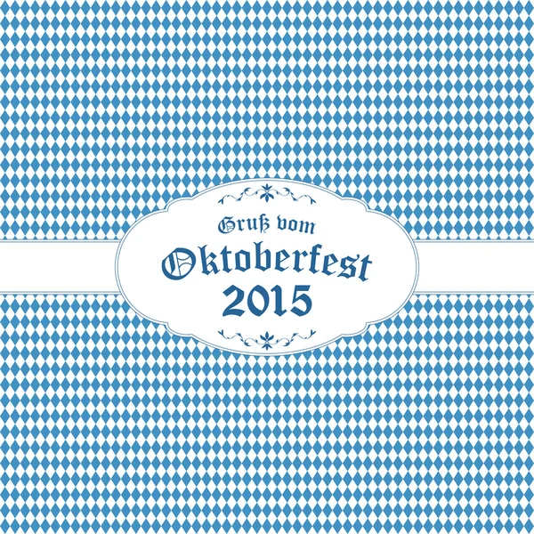 Oktoberfest background with blue-white checkered pattern — Stock Vector