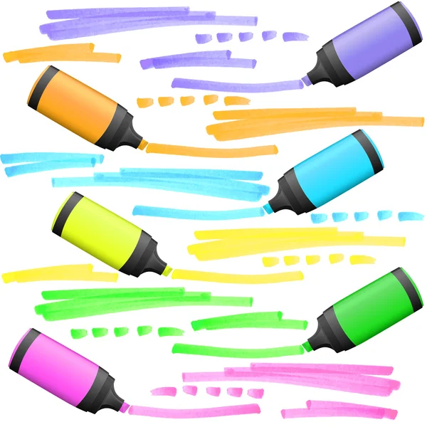 Highlighters with markings — Stock Vector