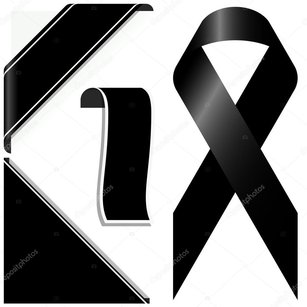 black mourning ribbon and banners
