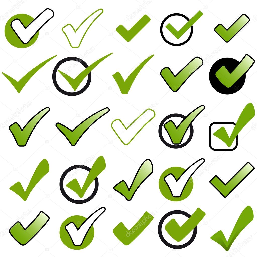 Collection green checkmarks