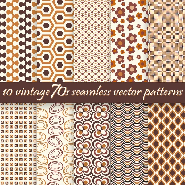 Collection seamless vintage 70s backgrounds — Stock Vector